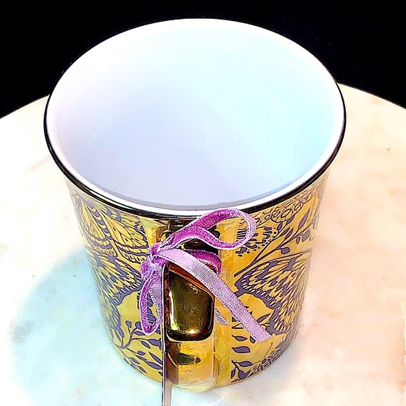 DWELL STUDIO CUP MUG BUTTERFLY PURPLE GOLD NEW 19 oz - Picture 5 of 6